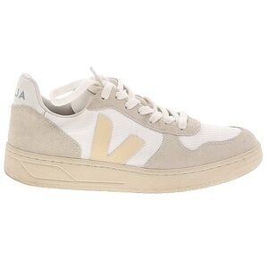 Veja White Natural Taupe Suede V-10 B-Mesh Court Sneakers Size 6